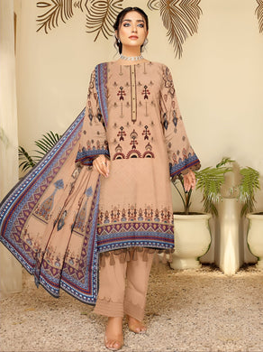 Embroidered Printed Linen Winter Collection Suit D1002