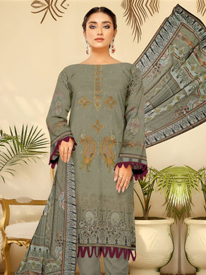 Embroidered Printed Linen Winter Collection Suit D1003