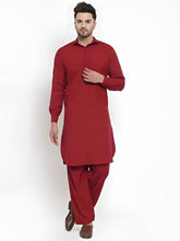 Load image into Gallery viewer, Mens Cotton Slub Khaddar Suit Red 01
