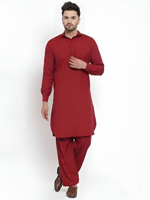 Mens Cotton Slub Khaddar Suit Red 01