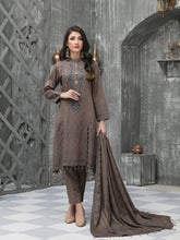 Load image into Gallery viewer, NAAZNIN 3pc Unstitched Embroidered Karandi Banarsi Suit D6239
