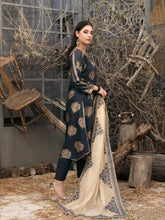 Load image into Gallery viewer, Pearla 3pc Unstitched Viscose Pearl Gold Table Printed Winter Suiting D6179
