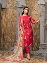 Load image into Gallery viewer, Pearla 3pc Unstitched Viscose Pearl Gold Table Printed Winter Suiting D6182
