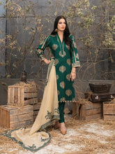 Load image into Gallery viewer, Pearla 3pc Unstitched Viscose Pearl Gold Table Printed Winter Suiting D6183
