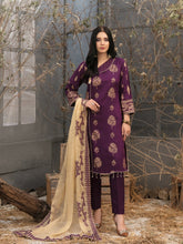 Load image into Gallery viewer, Pearla 3pc Unstitched Pearl Gold Table Printed Premium Winter Viscose Suit D6188
