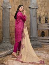 Load image into Gallery viewer, Pearla 3pc Unstitched Viscose Pearl Gold Table Printed Winter Suiting D6189

