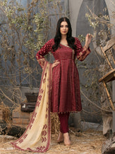 Load image into Gallery viewer, Pearla 3pc Unstitched Viscose Pearl Gold Table Printed Winter Suiting D6190
