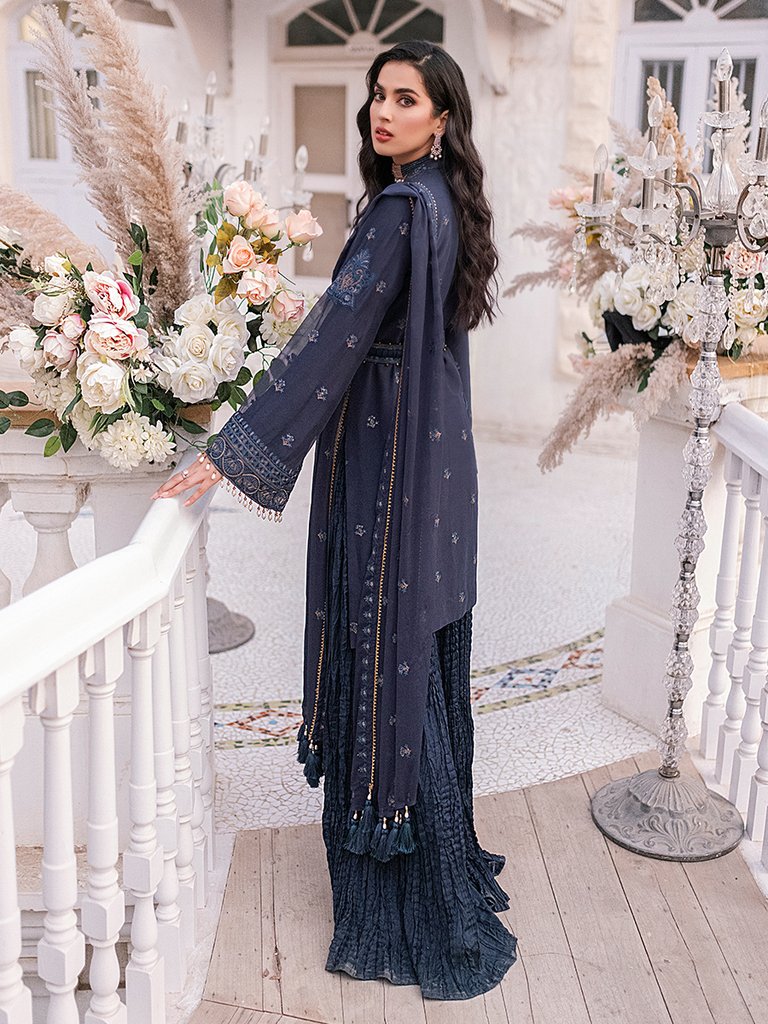 Diamond Unstitched 3pc Full Embroidered Chiffon Shirt