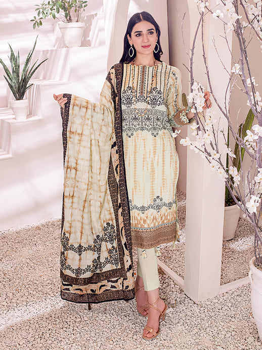 Salitex Inaya 3pc Unstitched - Printed Lawn Shirt & Dupatta With Dyed Cambric Trouser (IP-00090AUT)