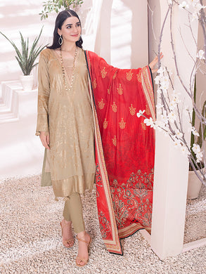 Salitex Inaya 3pc Unstitched - Printed Lawn Shirt & Dupatta With Dyed Cambric Trouser (IP-00091BUT)