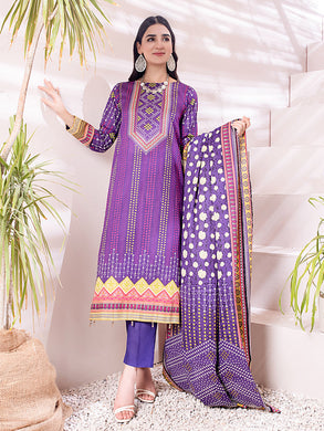 Salitex Inaya 3pc Unstitched - Printed Lawn Shirt & Dupatta With Dyed Cambric Trouser (IP-00092BUT)