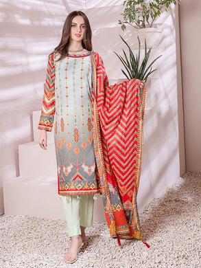 Salitex Inaya 3pc Unstitched - Printed Lawn Shirt & Dupatta With Dyed Cambric Trouser (IP-00095AUT)