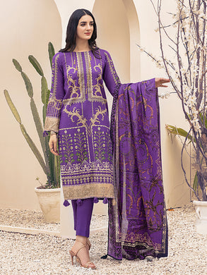Salitex Inaya 3pc Unstitched - Printed Lawn Shirt & Dupatta With Dyed Cambric Trouser (IP-00098BUT)