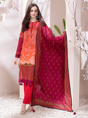 Salitex Inaya 3pc Unstitched - Printed Lawn Shirt & Dupatta With Dyed Cambric Trouser (IP-00100AUT)