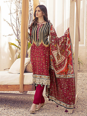 Salitex Inaya 3pc Unstitched - Printed Lawn Shirt & Dupatta With Dyed Cambric Trouser (IP-00101AUT)