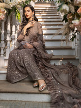 Load image into Gallery viewer, Kyra - Unstitched 3pc - Full Embroidered Chiffon Shirt &amp; Embroidered Chiffon Dupatta with Dyed Raw Silk Trouser - (HC-00017UT)
