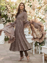 Load image into Gallery viewer, Kyra - Unstitched 3pc - Full Embroidered Chiffon Shirt &amp; Embroidered Chiffon Dupatta with Dyed Raw Silk Trouser - (HC-00017UT)
