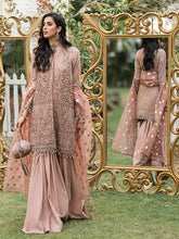 Load image into Gallery viewer, Lilly - Unstitched 3pc - Full Embroidered Chiffon Shirt &amp; Organza Dupatta with Dyed Raw Silk Trouser - (HC-00018UT)
