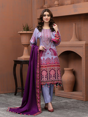 Elana By Tawakkal 3pc Unstitched Embroidered Digital Printed Linen Suiting D 6303