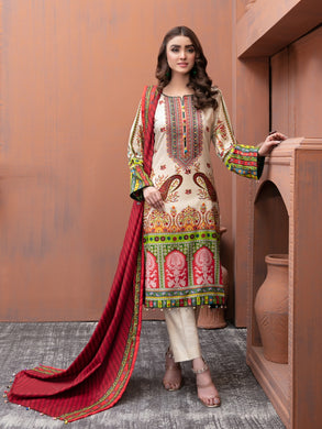 Elana By Tawakkal 3pc Unstitched Embroidered Digital Printed Linen Suiting D 6309