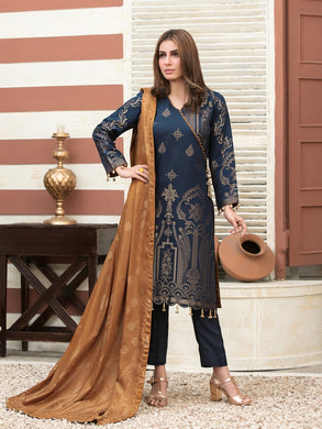 Zariaa by Tawakkal 3pc Unstitched Broshia Banarsi Linen Suit D 6482