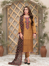 Load image into Gallery viewer, FARA BY TAWAKKAL 3pc Unstitched Viscose Schiffli Embroidered Suit D6357
