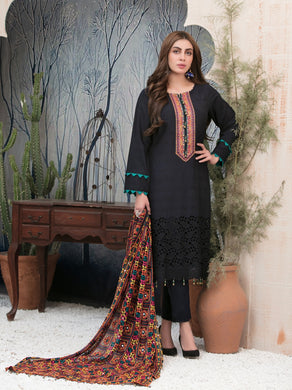 FARA BY TAWAKKAL 3pc Unstitched Viscose Schiffli Embroidered Suit D6360
