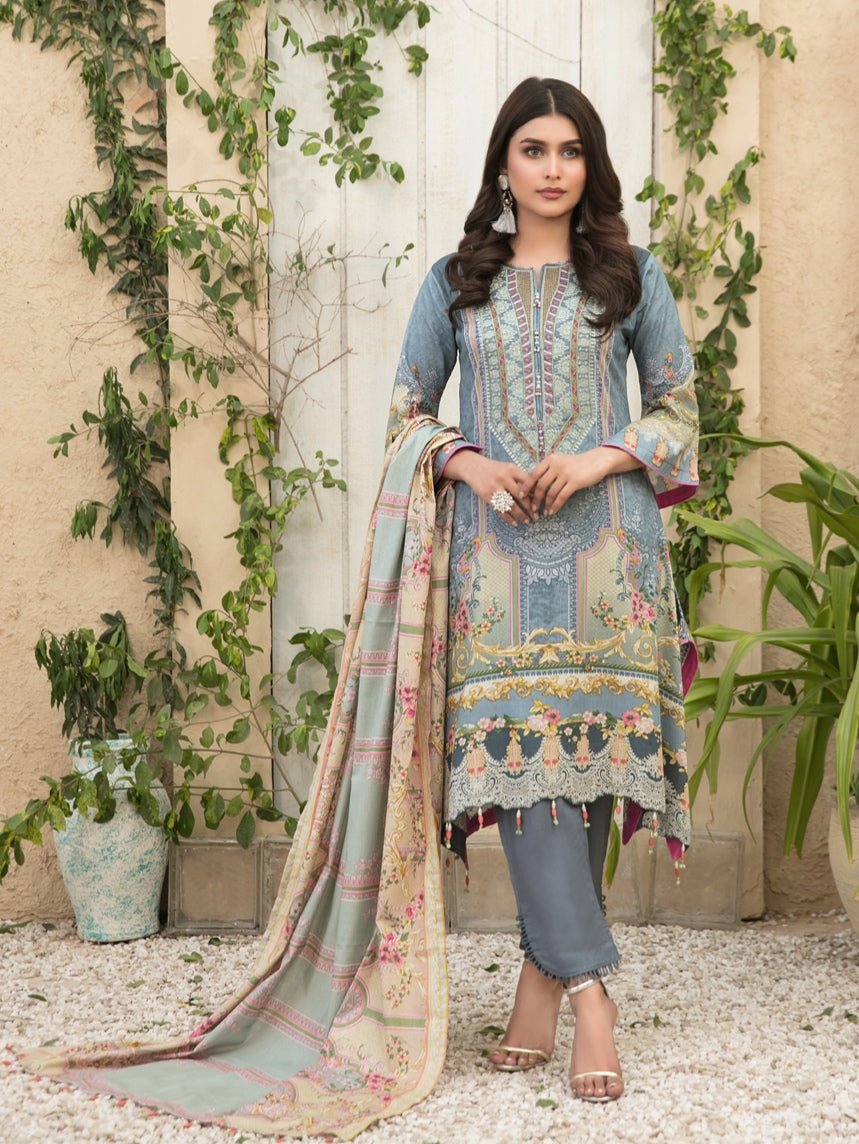 Tawakkal Fayona 3pc Unstitched Embroidered And Digital Printed Lawn Suit D6526B