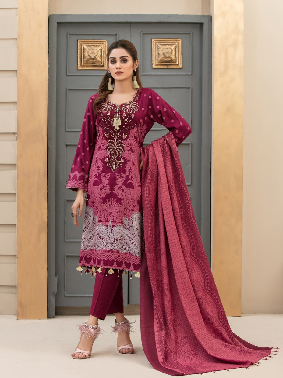 SERAFINA 3pc Unstitched Embroidered Digital Printed Linen Suiting D-6280