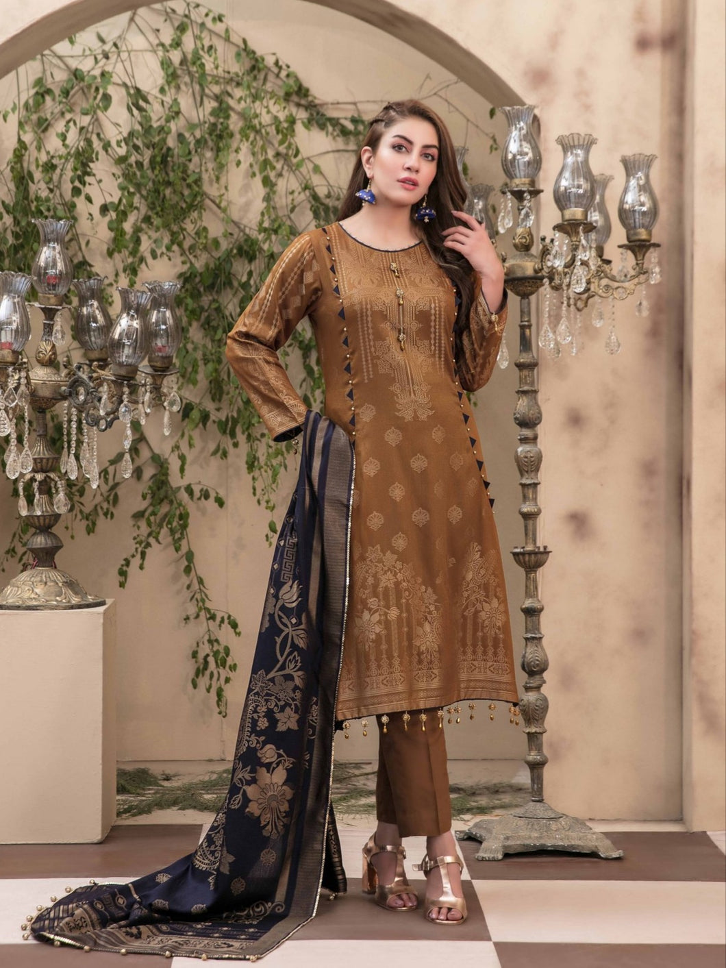 broshia dress design VS Textile Broshia Banarsi Jacquard Linen Collection 2021