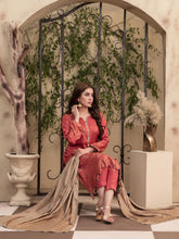 Load image into Gallery viewer, TANAZ 3pc Unstitched Broshia Banarsi Linen Suit D6378
