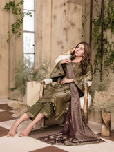 Load image into Gallery viewer, TANAZ 3pc Unstitched Broshia Banarsi Linen Suit D6379
