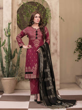 Load image into Gallery viewer, TANAZ 3pc Unstitched Broshia Banarsi Linen Suit D6380
