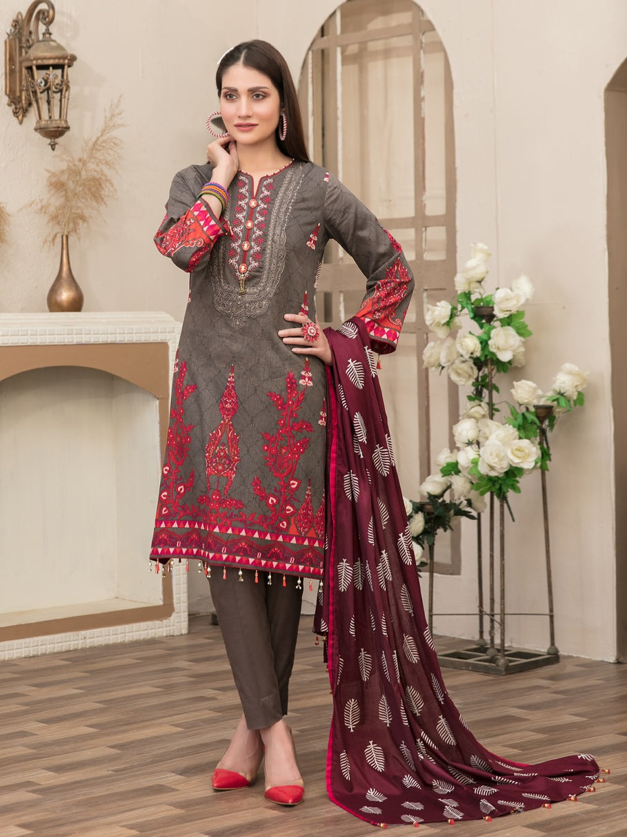 Tawakkal Magnifique 3pc Unstitched Embroidered And Digital Printed Lawn Suit D6834