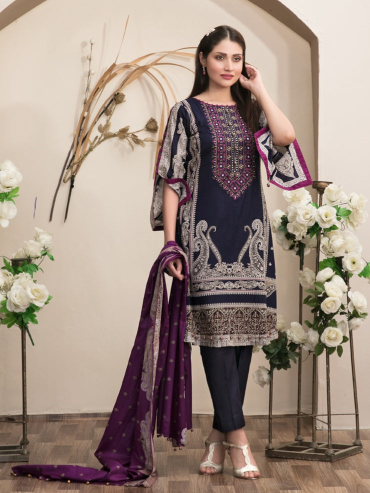 Tawakkal Magnifique 3pc Unstitched Embroidered And Digital Printed Lawn Suit D6839