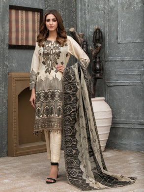 Tawakkal Mahpara 3pc Unstitched Aari Embroidered Fancy Lawn Suit D1645