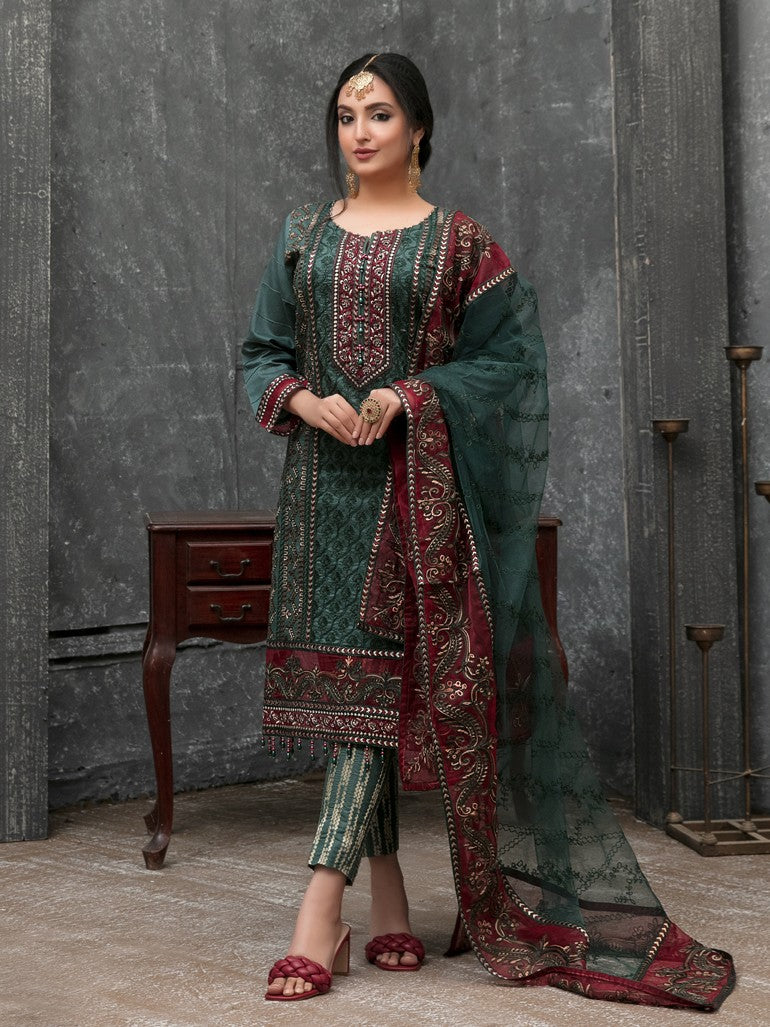 Tawakkal Mahpara 3pc Unstitched Aari Embroidered Fancy Lawn Suit D1647