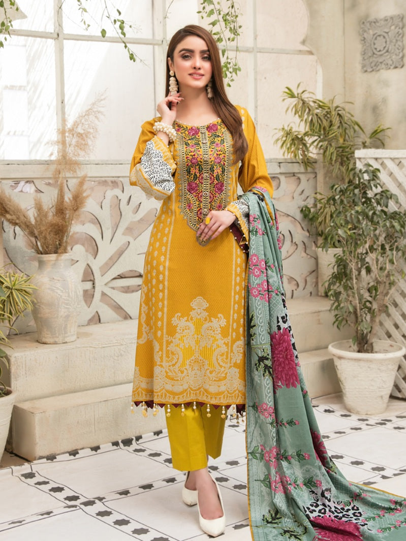 Tawakkal Mahru 3pc Unstitched Embroidered And Digital Printed Lawn Suit D6598