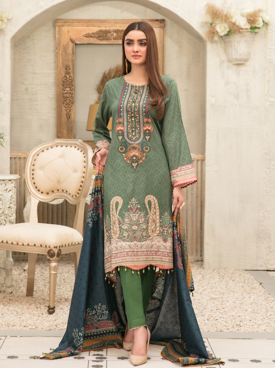 Tawakkal Mahru 3pc Unstitched Embroidered And Digital Printed Lawn Suit D6587