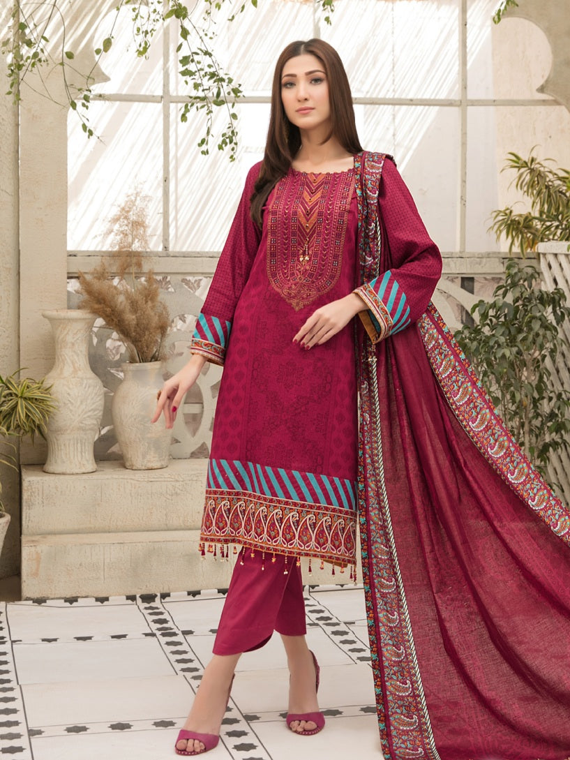 Tawakkal Mahru 3pc Unstitched Embroidered And Digital Printed Lawn Suit D6589