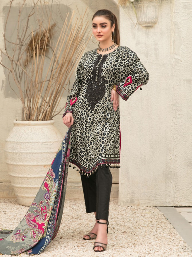 Tawakkal Mahru 3pc Unstitched Embroidered And Digital Printed Lawn Suit D6590