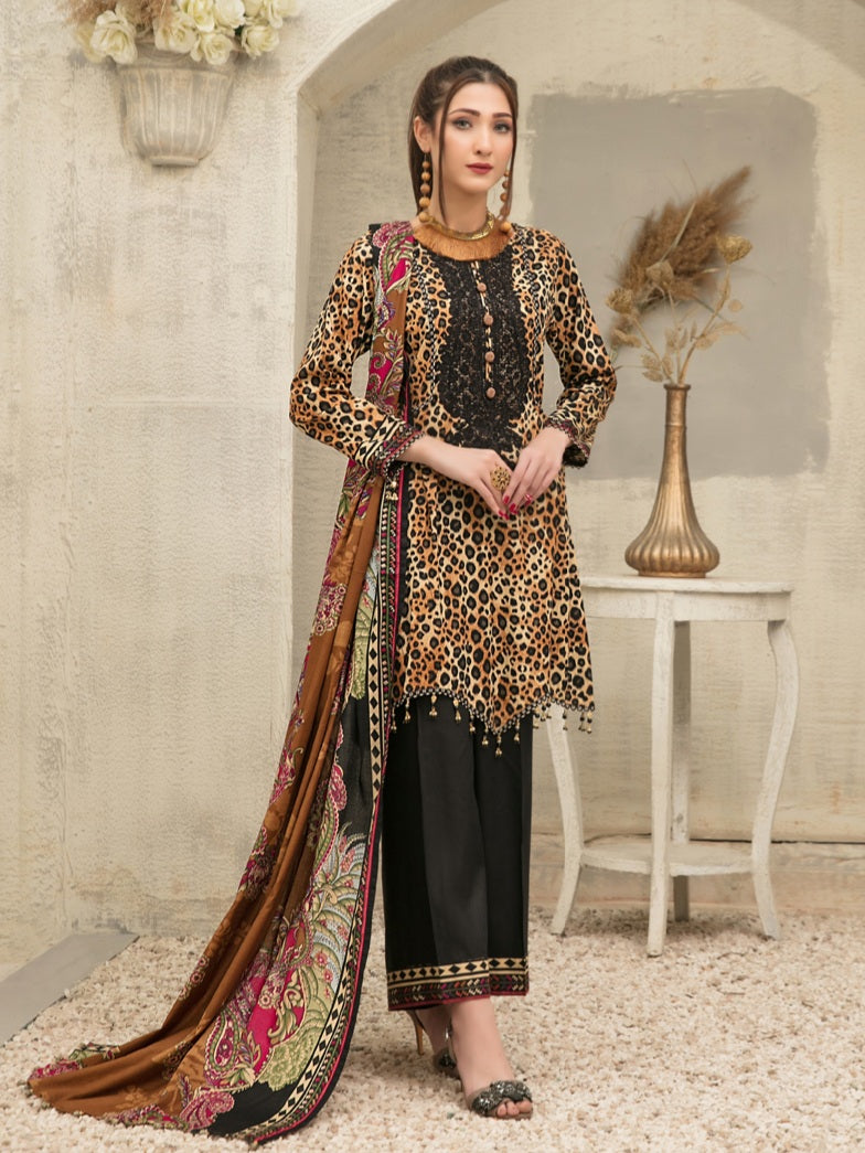 Tawakkal Mahru 3pc Unstitched Embroidered And Digital Printed Lawn Suit D6591