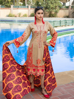 Tawakkal Naazli 3pc Unstitched Embroidered And Digital Printed Lawn Suit D6787