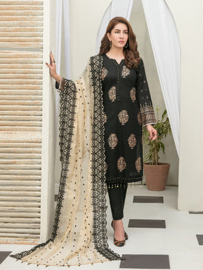 Tawakkal Pearla 3pc Unstitched Pearl Gold Table Printed Lawn Suit D6791