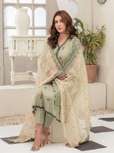 Load image into Gallery viewer, Tawakkal Pearla 3pc Unstitched Pearl Gold Table Printed Lawn Suit D6793
