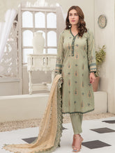 Load image into Gallery viewer, Tawakkal Pearla 3pc Unstitched Pearl Gold Table Printed Lawn Suit D6793
