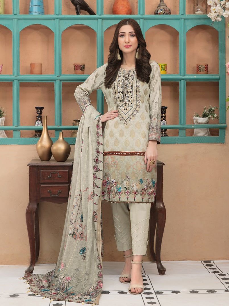 Tawakkal Shahnoor 3pc Unstitched Embroidered And Digital Printed Banarsi Lawn Suit D1786