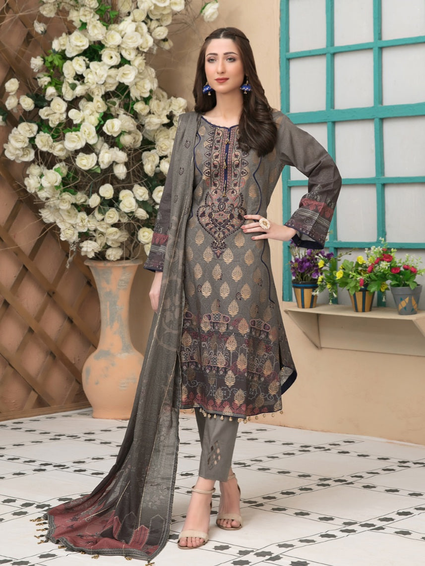 Tawakkal Shahnoor 3pc Unstitched Embroidered And Digital Printed Banarsi Lawn Suit D1787