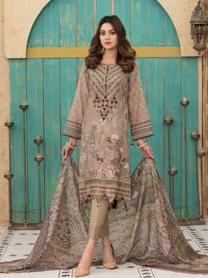 Tawakkal Shahnoor 3pc Unstitched Embroidered And Digital Printed Banarsi Lawn Suit D1788