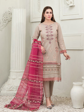 Tawakkal Sharleez 3pc Unstitched Luxury Embroidered Festive Lawn Suit D6768